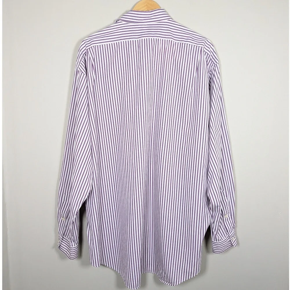 Polo Ralph Lauren Lowell Sport Shirt Mens XL Purple White Striped Button Down